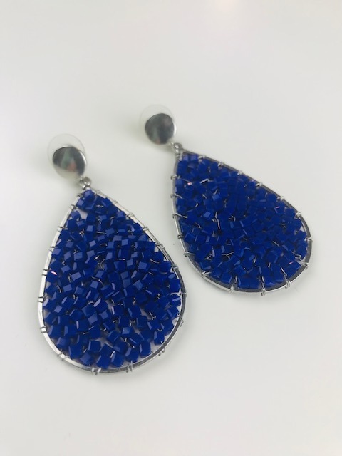 kolczyki koralikowe kobaltowe łzy 