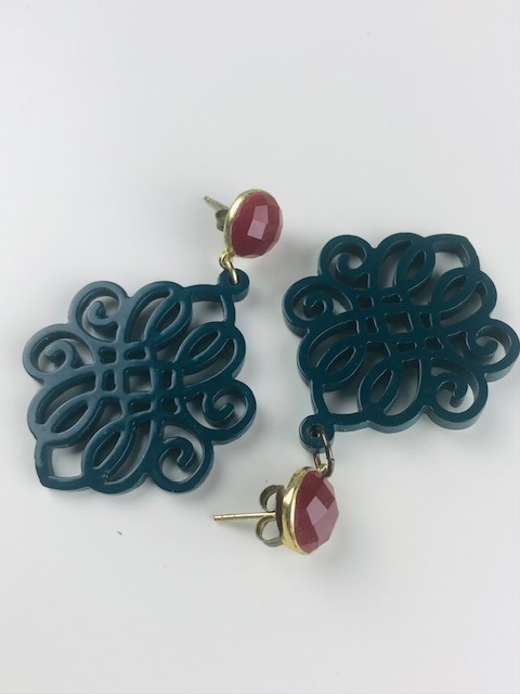 kolczyki orientalny rogowy ażur 