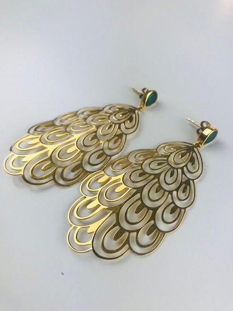 kolczyki pozłacany pawi ogon 